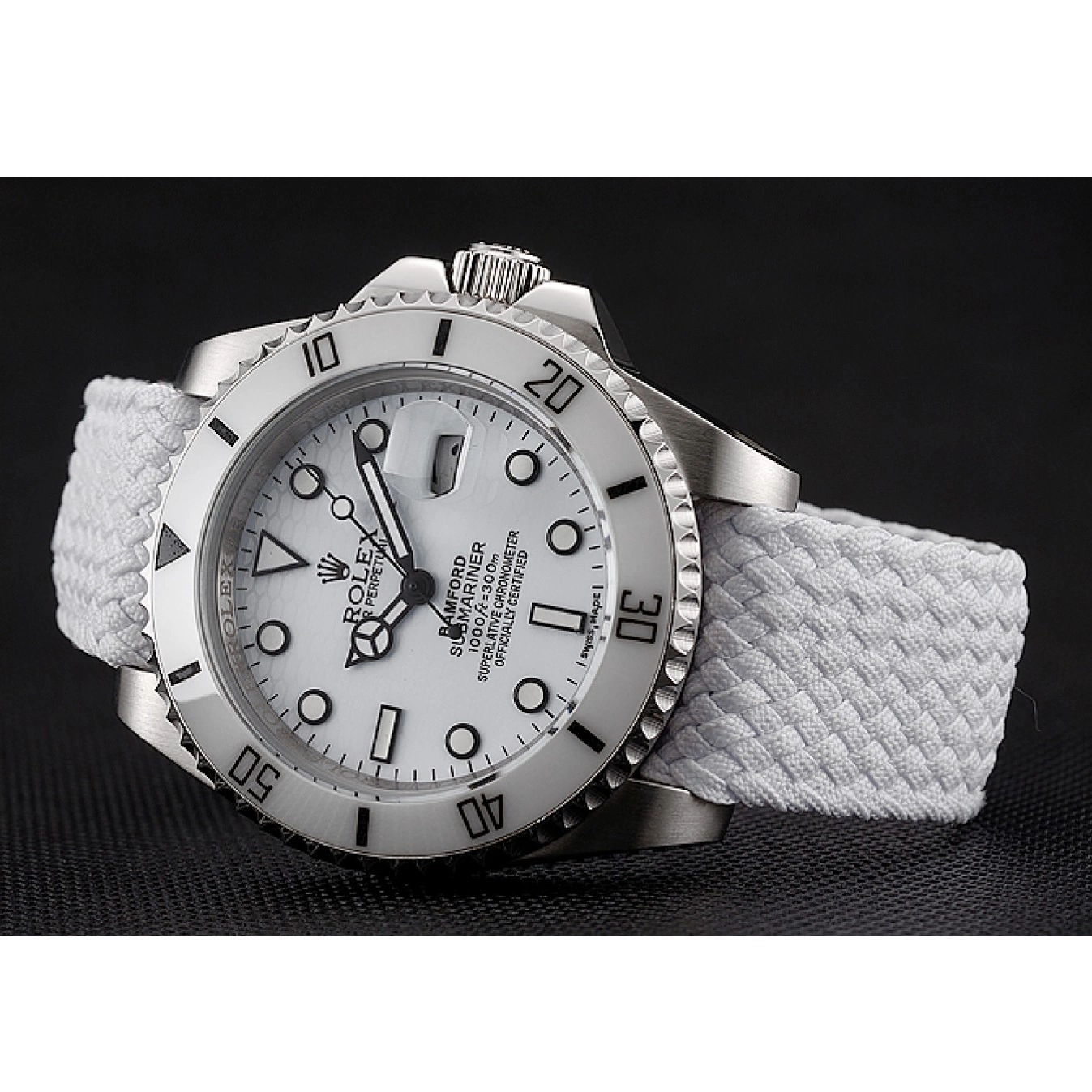 Best AAA Replica Sites White White Bamford Bracelet Submariner 1453867 Rolex Dial Fabric 0819